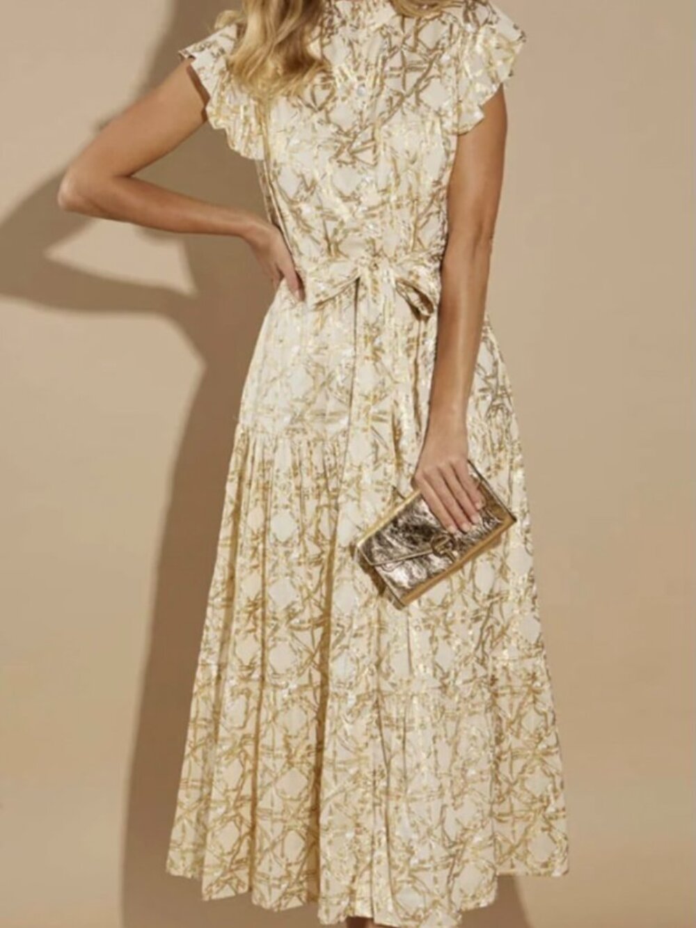 Jude Connally Mirabella Cotton Dress - Bamboo Rattan Sand Gold - Picture 3 of 6